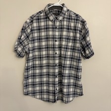 Grizzly Mountain Men XL Blue White Tartan Flannel Button Down Shirt Camp