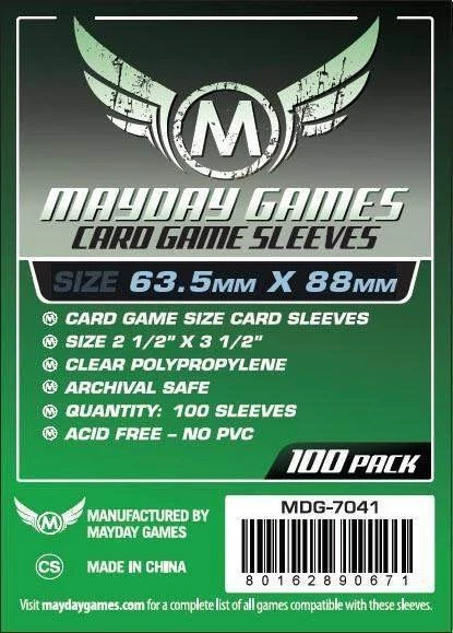 100 x Mayday Games Clear Standard Card Sleeves (63.5mm x 88mm)