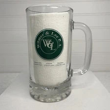 Wilmer & Lee P.A. W&L Clear Glass Beer Mug Promotional Collector Cup 6" Tall