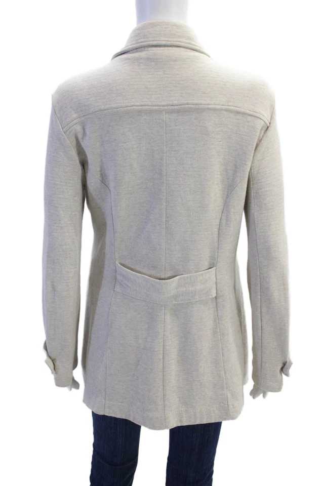 Nic + Zoe Womens Double Breasted Collared Knit Coat Beige Cotton Size Large - Image 4 of 4