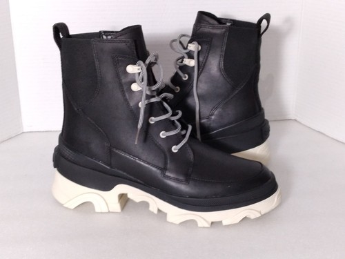 Women's Sorel Brex Lug Sole Lace Up Winter Boots Black/Chalk – Size 10 /41 NWOB