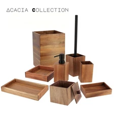 Acacia Bathroom Accessory Set Tumbler, Soap dispenser, Tray, Soap Dish