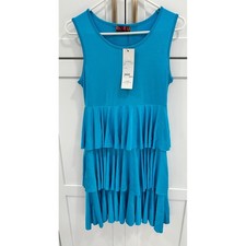 ISLE Apparel Turquoise Blue Tiered Ruffle Sleeveless Mini Dress Small NWT