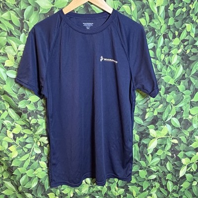 US Marines USMC Mens L Navy Blue Performance T Shirt Made in USA EGA