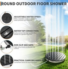 Garden Shower Outdoor Camping Outside Floor Portable Shower with Teak Base Black