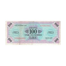 *Lucernae* Italy Second World War Allied Note 100 Lire Pick M21 USA FLC 1943