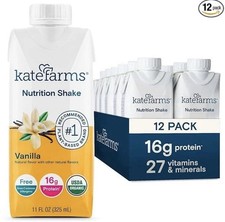 KATE FARMS Organic Nutrition Shake Vanilla 16g Protein Pack of 12 EXP 11/26 NEW