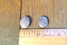 Vintage Alpaca Silver 1/2 x 5/8 Oval Bridle or Rein Chicago Screw Concho PAIR