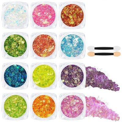 Body Glitter Gel, 12 Farben Festival Glitzer Gesicht Gel Pailletten mit Pinse...
