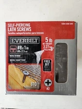 New 5 LB Everbilt #8 X 1” In Self-Piercing Lath Screws Metal To Wood