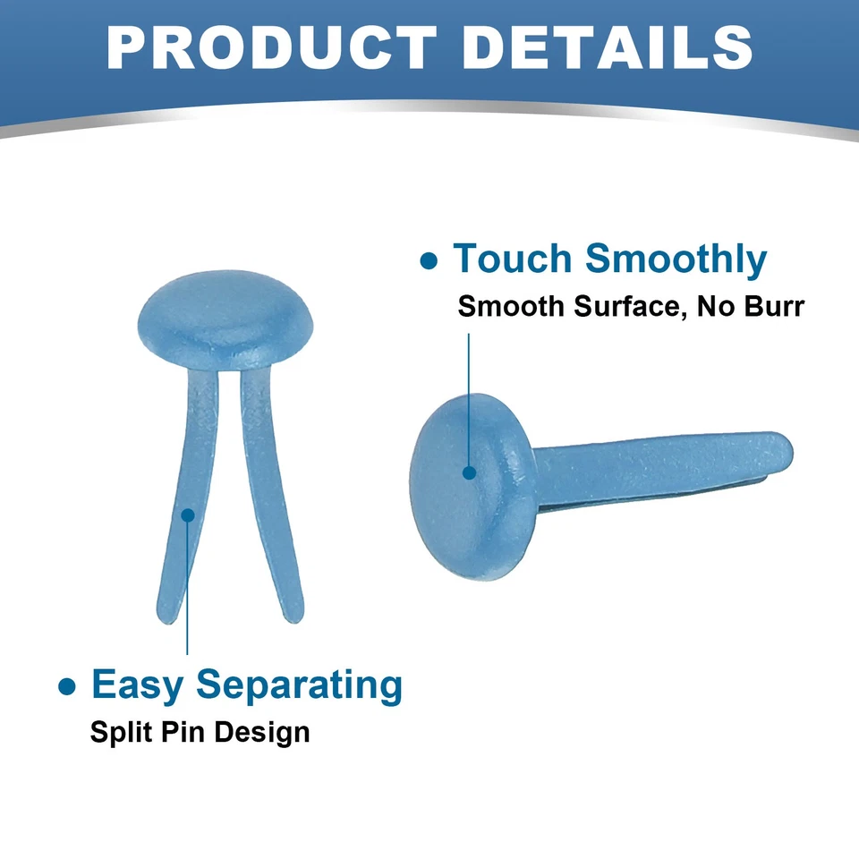 1000 PIEZAS Sujetadores de papel latón pasadores divididos 5 x 9 mm, amarillo/azul cielo Foto 4 de 4