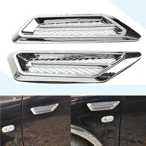 2x Universal Chrome Car Auto Air Flow Fender Side Vent Sticker Decor Accessories - Picture 12 of 12