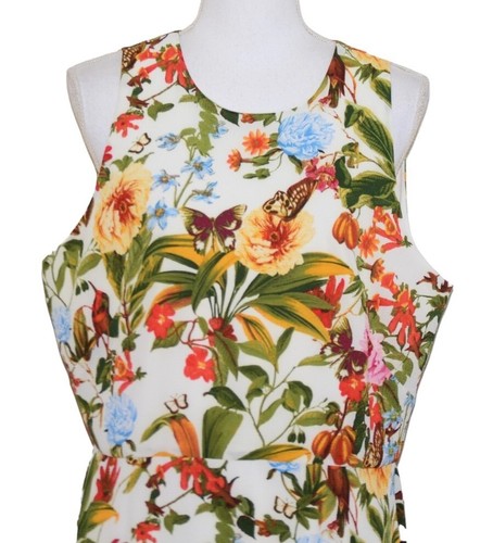 Liz Claiborne Womens Dress Size 14 Sleeveless Butterfly Floral Uneven Hem Lined - Picture 2 of 7