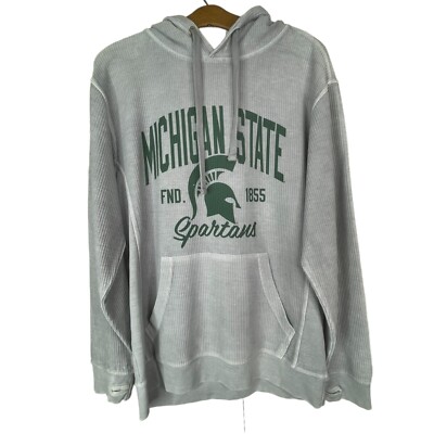 Pressbox Michigan State Spartans Hoodie Sweatshirt Cotton Gray Womens Small NEW