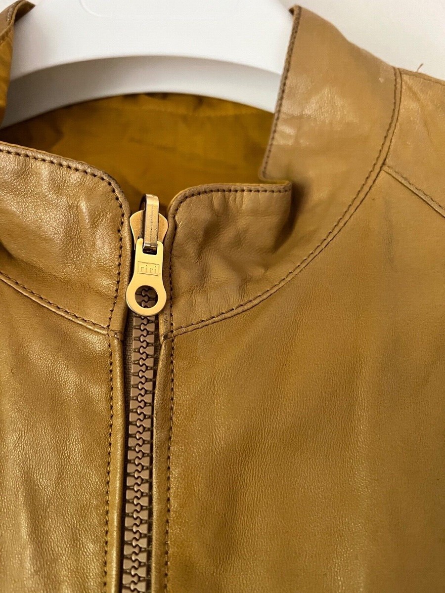 RARE Vintage Designer Mens Mustard Soft Leather Jacket Riri RARE Vintage Designer Mens Mustard Soft Leather Jacket Riri