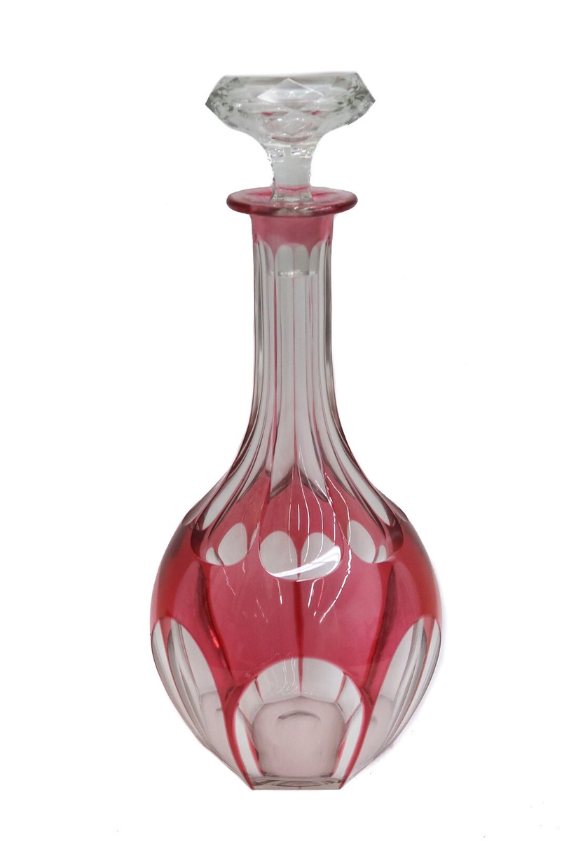 Moser Cranberry Red Cut to Clear Decanter in Pope | eBay