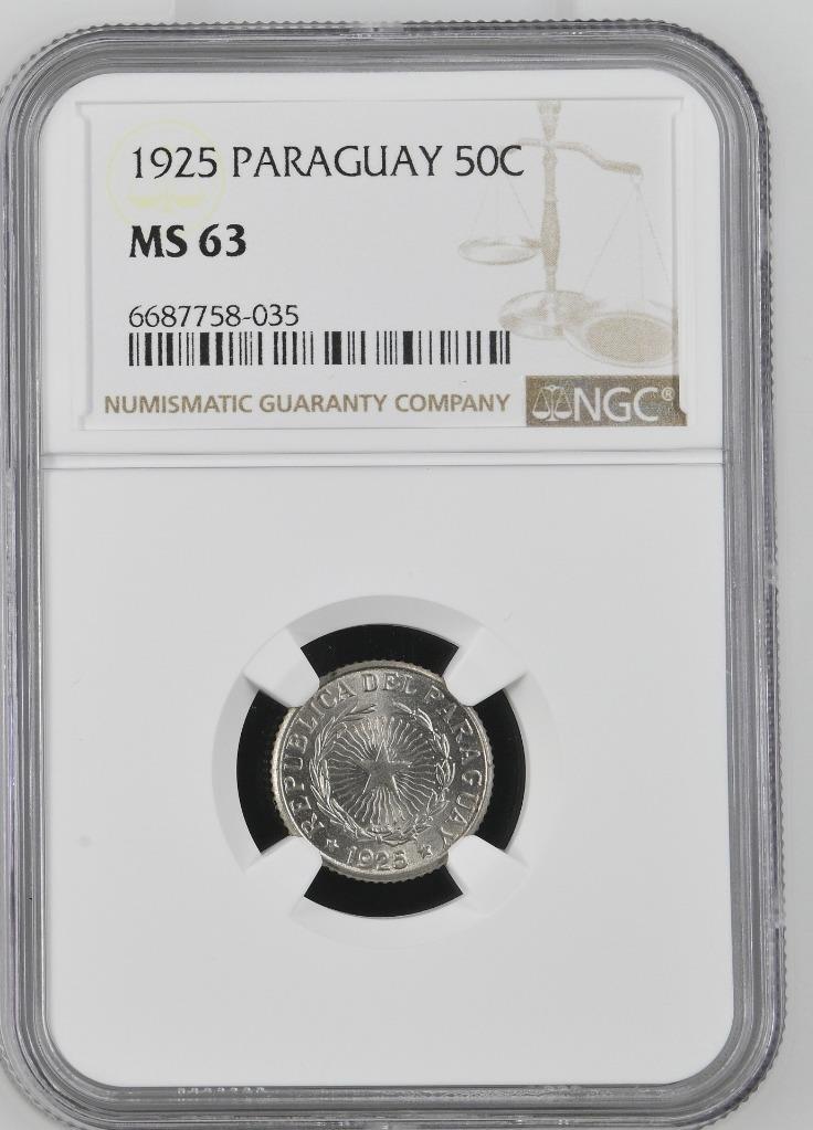 Paraguay 50 Centavos 1925 NGC MS 63