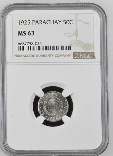 Paraguay 50 Centavos 1925 NGC MS 63