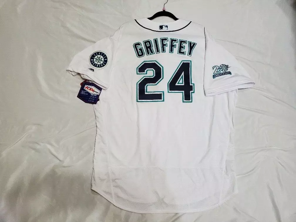 Authentic Majestic 52 2XL SEATTLE MARINERS BLUE FLEX BASE KEN GRIFFEY JR.  Jersey