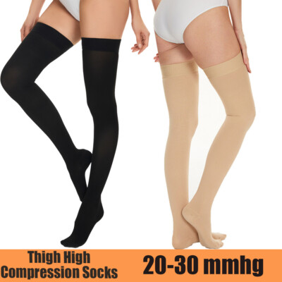 1/2x Compression Thigh High Stockings 20-30mmHg with Silicone Grip Top Support