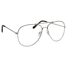 Silver Frame Aviator Clear Lens Glasses Fashion Eyewear Non-Prescription UV400