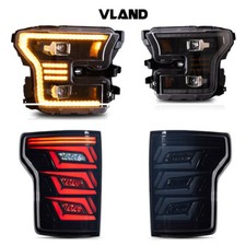 VLAND LED Headlights + Smoke Tail Lights For Ford F150 2015-2017 W/Sequential
