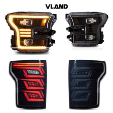 VLAND LED Headlights + Smoke Tail Lights For Ford F150 2015-2017 W/Sequential