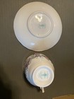 STAFFORDSHIRE CROWN FINE BONE CHINA VINTAGE CUP & SAUCER SET- BUTTERFLIES & ROSE — photo 3