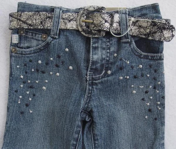 Pantalones de mezclilla azules para niñas Bongo nuevos con etiquetas con negro y plata (talla 2 niño pequeño) NUEVO Foto 3 de 4