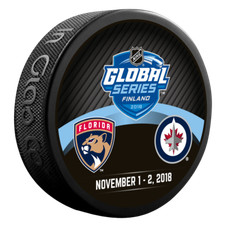 2018 NHL GLOBAL SERIES DUELING PUCK FINLAND FLORIDA PANTHERS WINNIPEG JETS 11/1