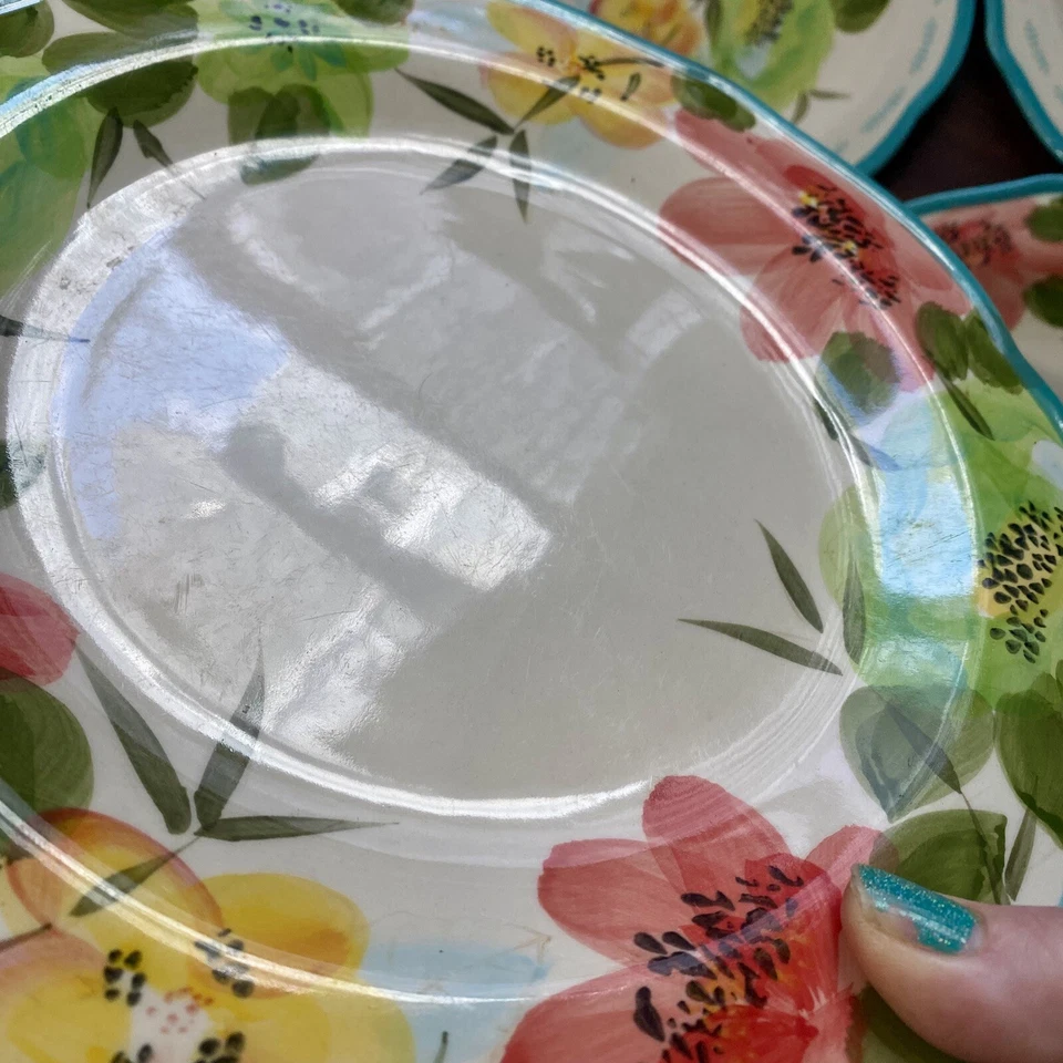 The Pioneer Woman TURQUESA Vintage Bloom 7 piezas platos de ensalada y cena vieira LEER Foto 3 de 4