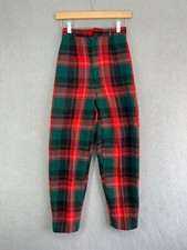 VTG High Waisted Pants Trousers Womens Sz 0 Wool Tweed Plaid Preppy HandMade