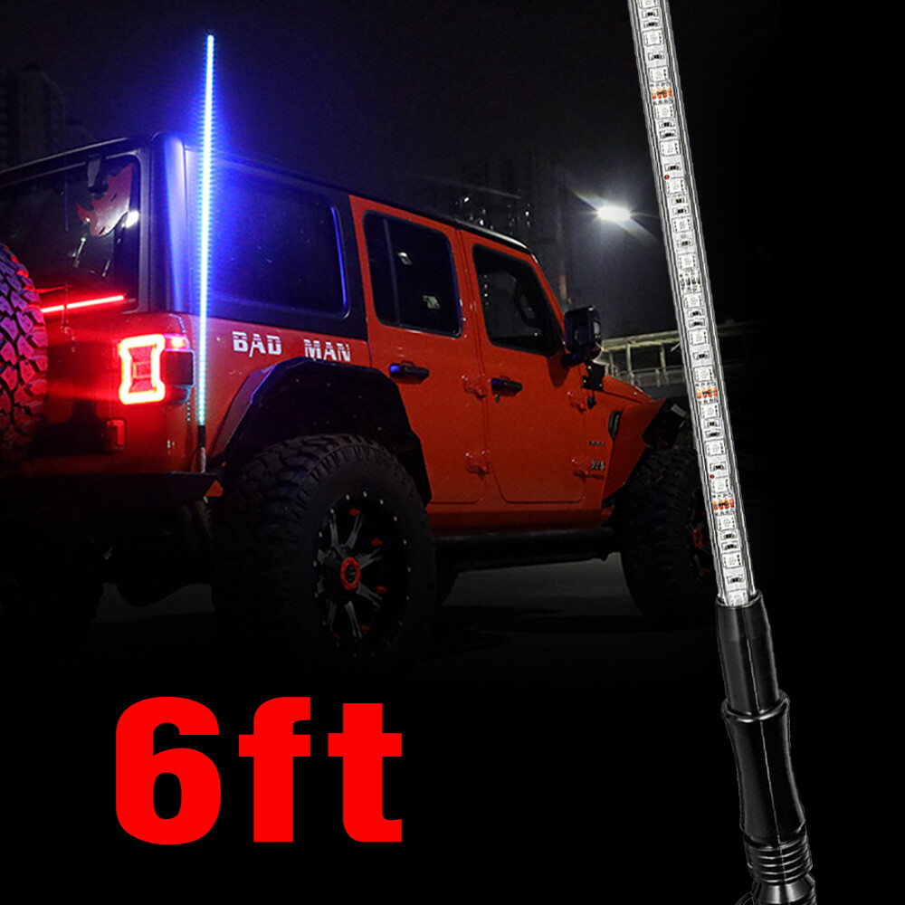 6ft LED Whip Lights Offroad Lighted Whips For ATV RGB Color LED