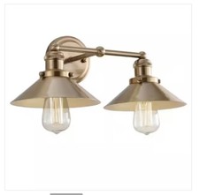 JONATHAN Y August 17.5 in. 2-Light Metal Brass Gold Vanity Light