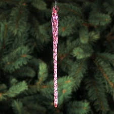 NEW 6" PINK Glass Icicles - 12 Quantity - Christmas Holiday Ornaments