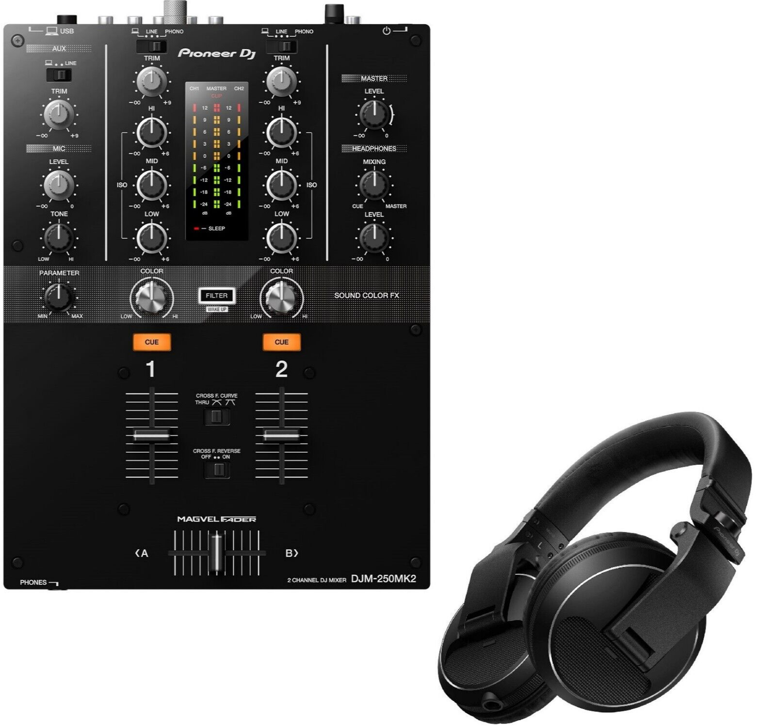 2-канальный диджейский микшер Pioneer DJM-250MK2 с фильтром каналов Наушники Pioneer HDJ-X5-K 86490₽