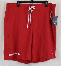 Speedo Men Guard Swim Trunk Knee Length Boardshort Volley Red Size 40