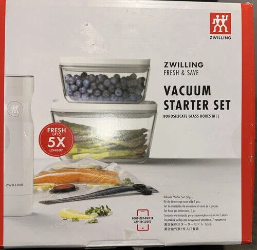 ZWILLING Fresh & Save 7pc Vacuum Sealer Machine Starter Set Airtight Food Storag - Picture 1 of 8