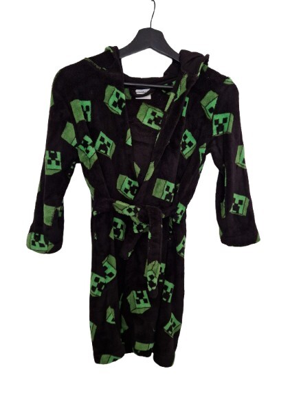 Albornoz con capucha polar verde píxel de 7 a 8 años Minecraft para niños