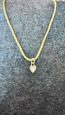 Image of Vintage ANNE KLEIN Gold Tone Mesh 16” Necklace & Earrings w/Crystal Hearts