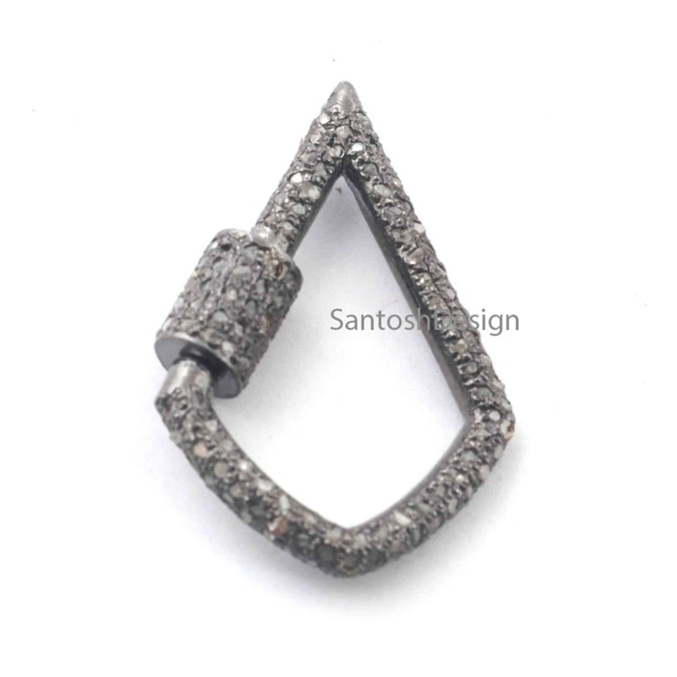Beautiful Triangle Silver Black Oxidized Pave Diamond Lock,Handmade Lock Jewelry - Image 3 of 3