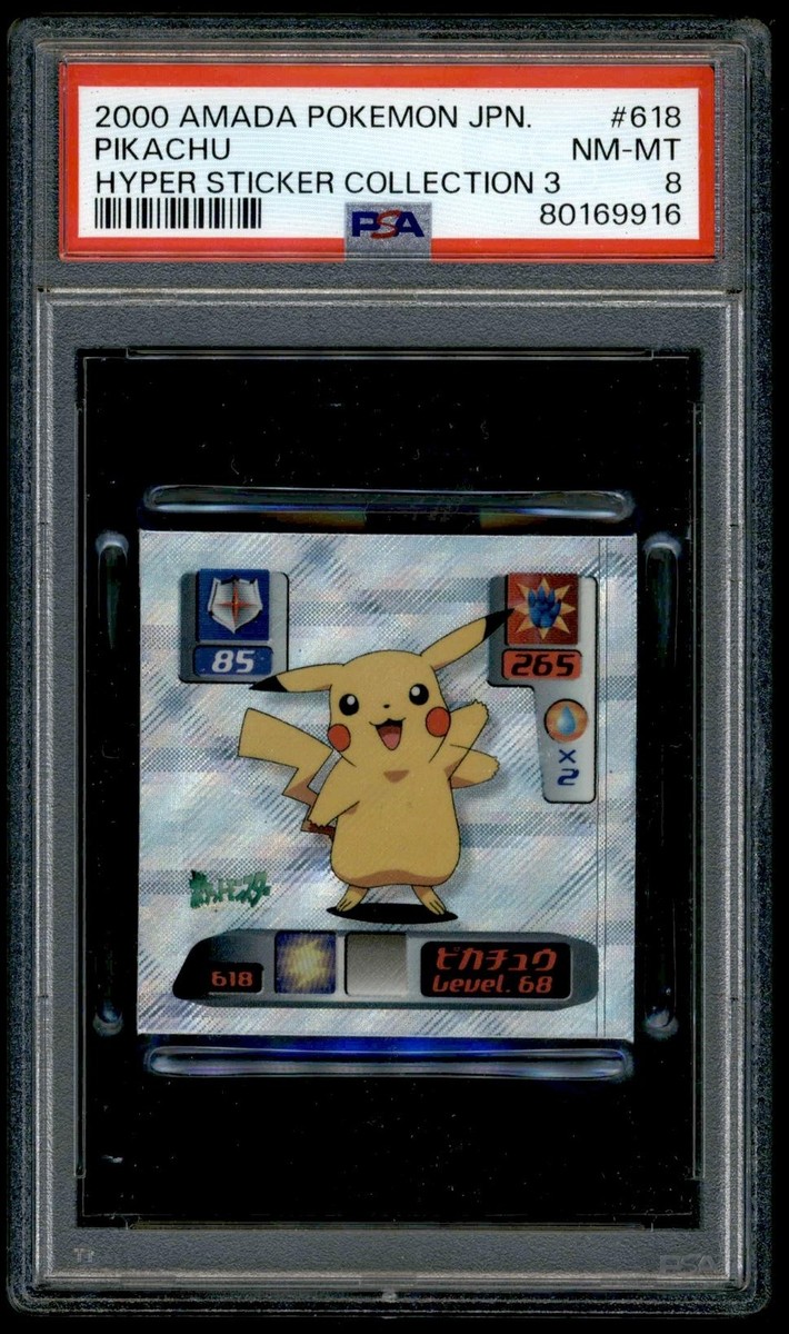 Pokemon Japanese Amada Sticker 2000 618 Pikachu Seal PSA 8