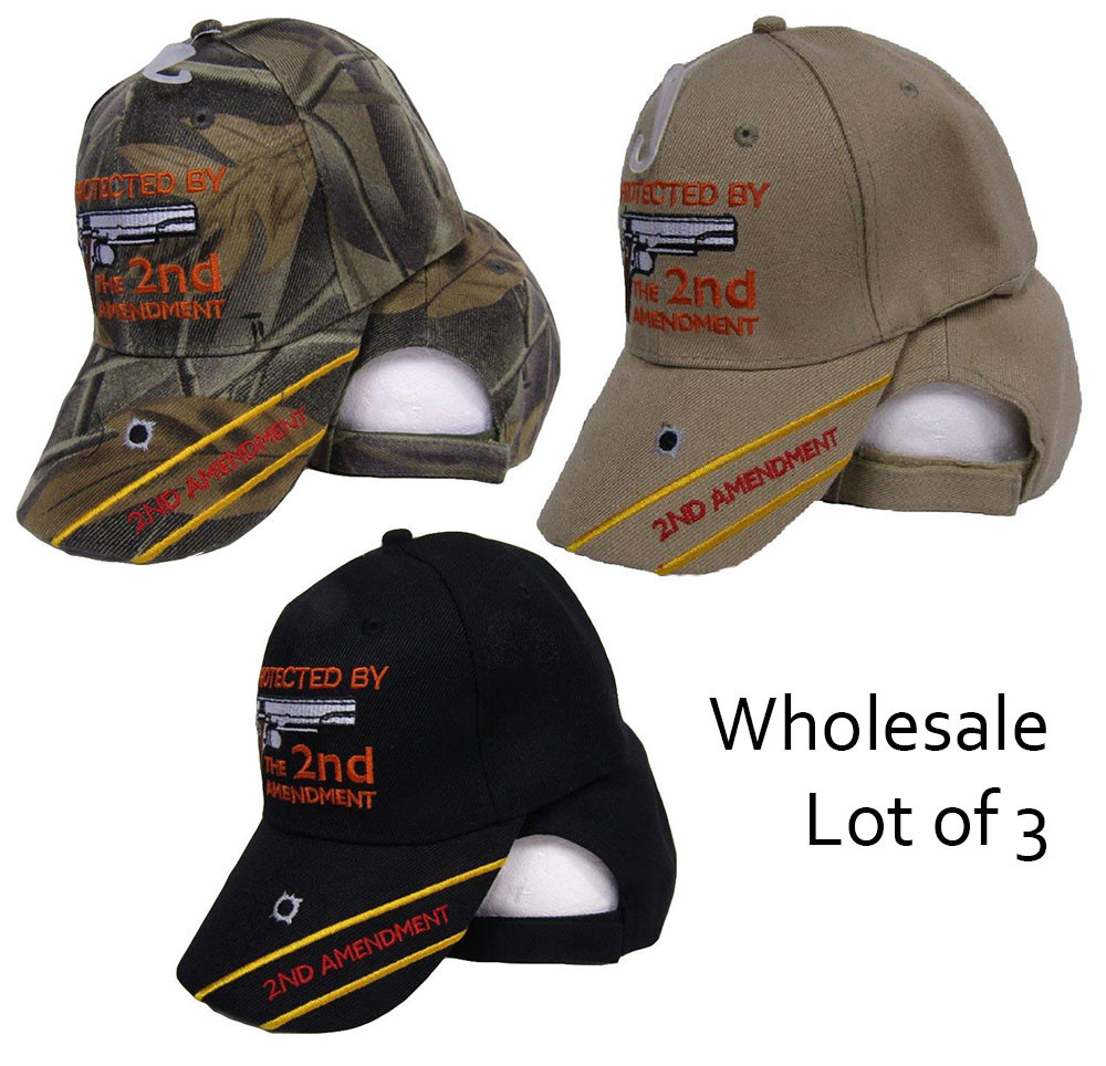 (3 Pack) Protected By The 2nd Amendment Gun Rights Bullets NRA Cap Hat CAP973D