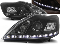 Scheinwerfer Paar FüR Ford Focus Ab 2008 Bis 2010 Daylight LED Schwarz