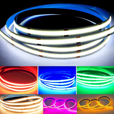 16FT Flexible 1260LEDs COB LED Strip High Density Tape Lights Cabinet Lamp 12V