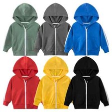 New Zipper Jackets for Boys Hooded Coat Kids Clothes Cardigan Girls Stripe Tops