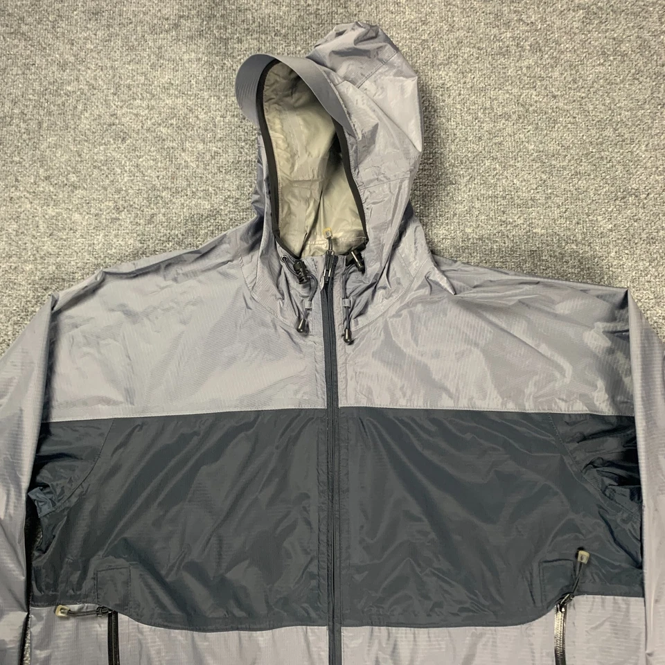 Cabelas Mens Jacket XL Gray Black Rain Coat Hooded Dry Plus Ultra Ripstop Nylon - Image 2 of 4