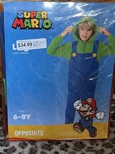 Super Mario Luigi Kids Bodysuit Size 6-8y - Halloween Costume - New