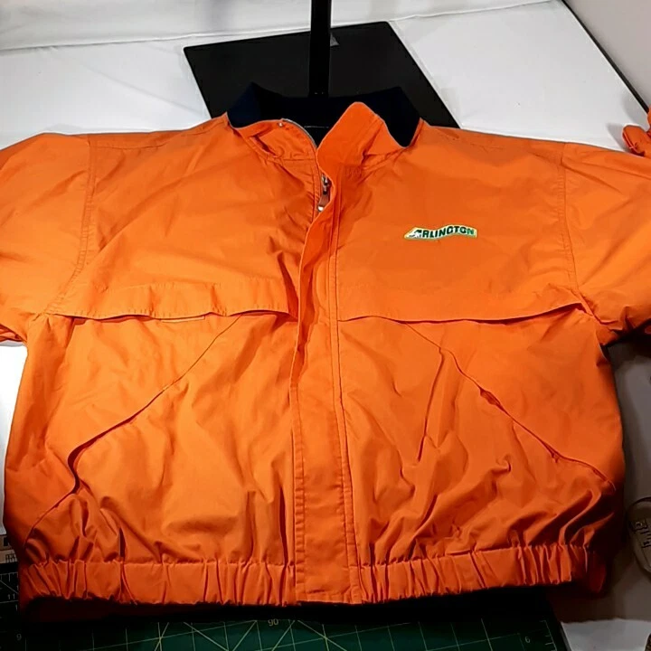 Vtg Devon & Jones Orange Jacket Zip Up Large Polyester/Cotton Arlington Race - Image 4 of 4