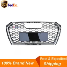 For Audi A4 S4 B9 2017-2019 Grille Honeycomb RS4 Style Silver Frame Front Grill